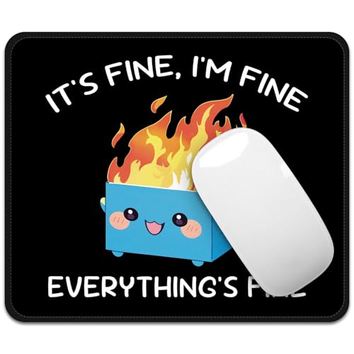 Image of FROGIGO Mouse Pad with Stitched Edges - Funny Mousepad for Women, 9.25 x 7.75 inch Washable Square Desk Pad, Non-Slip Rubber Base, Office Home Laptop Accessories - Blue Box on Fire