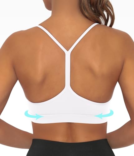 Comper Y Back Sports Bra for Women Low Impact Racerback Workout Bras Sexy Thin Straps Yoga Bras with Removable Pads