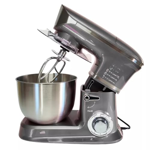 Batidroa Amasadora1300WTazón de Acero Inoxidable 7L, 6 Velocidades, 3 Accesorios