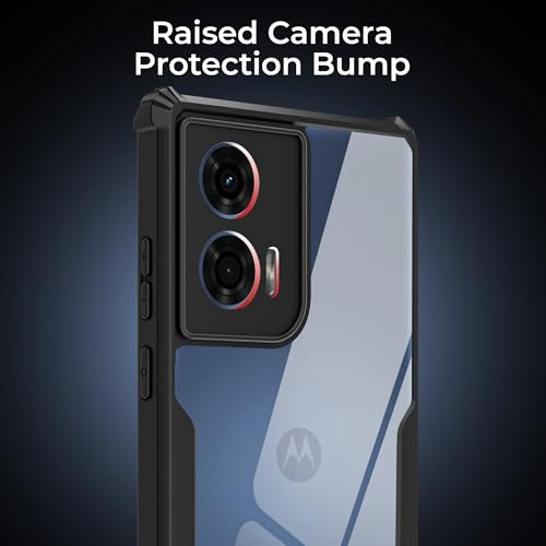 Image of A rtistque Clear Hard Transparent Acrylic Armor Anti-Drop Shockproof TPU Edge Back Cover Case for Motorola G24 Power - Black