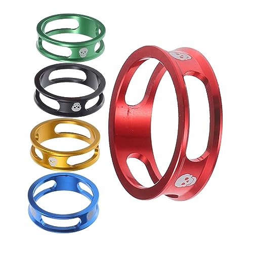Happyyami 5PCS Aluminum Alloy Bike Handlebar Spacers Lightweight Hollow Out Gaskets for Mountain Road and Bicycles Red Green Blue Black Golden