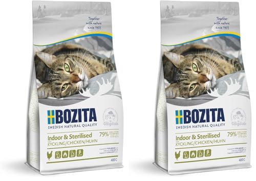 Bozita Indoor & Sterilised Katzentrockenfutter mit Huhn – 400g – getreidefreies Katzenfutter für stâ€¦ – Miniatur