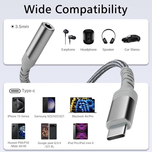 image for DigitConvert USB-C to 3.5mm Female Headphone Jack Adapter, USB Type C 