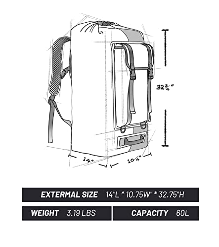 MIER Extra Large Waterproof Backpack Gear for Men Women 60L/150L Roll Top Dry Bags Duffel for Kayaking Hiking Travel Camping, 60L, Black/Red