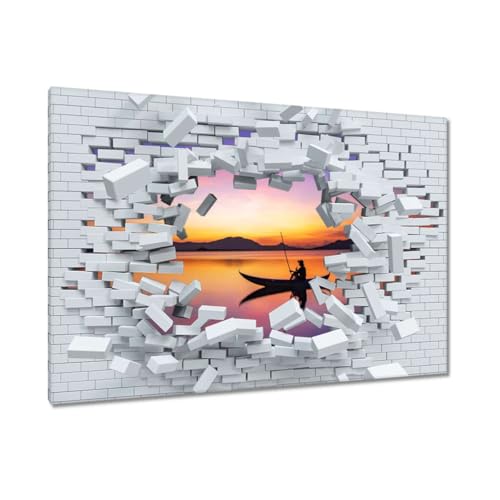 Peinture imprimée sur toile 120x80 cm grand format paysage coucher de soleil