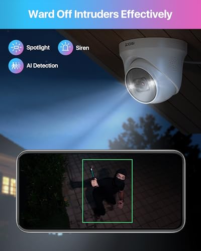 Image of ZOSI 4K 16CH PoE Security Camera System Outdoor with Person Vehicle Detection,16pcs 4K PoE IP Cameras,2 Way Audio,Spotlight & Sound Siren,H.265+ 16Channel 8MP NVR with 4TB HDD for 24 /7 Recording