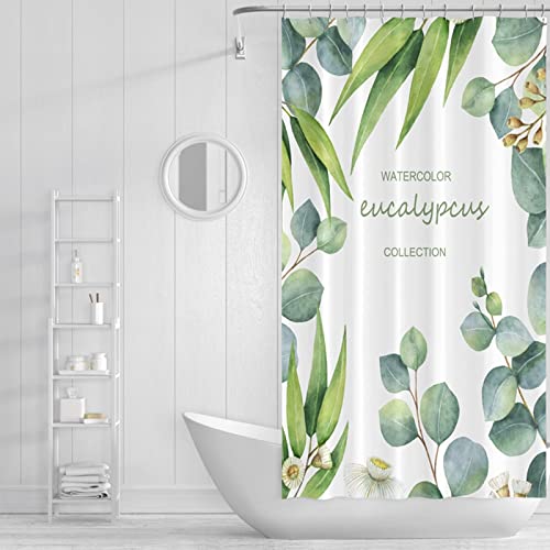 White Green Outdoor Shower Curtain, Polyester Small Shower Curtain Leaves and Flowers Shower Curtain Waterproof 31X71 Shower Curtain