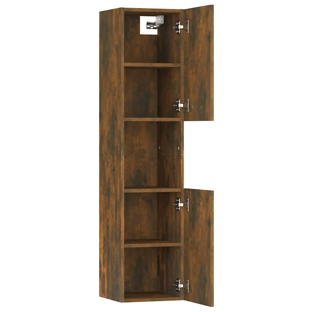 Mobile Colonna Bagno 30x30x130 cm Legno Multistrato Rovere Fumo