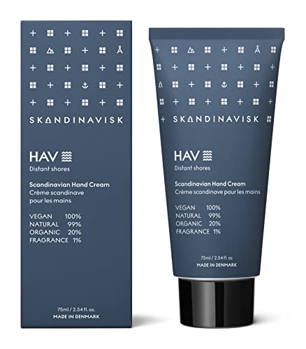 Skandinavisk HAV 'Sea' Organic Hand Cream. Fragrance Notes: Salt Spray and Sea Kelp, Hawthorn and Beach Rose. Vegan formula. 2.54 fl. oz.