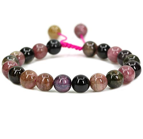 Bracelet chakra tourmaline perles 8mm reiki cordon ajustable mixte