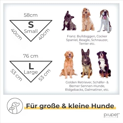 PiuPet® Hundehalstuch I 2er Set Hundehalstücher I Hundehalstuch große Hunde I Halstuch Hund I Stylisches Bandana große & kleine Hunde | Hundebekleidung & Zubehör I Beige/Rot | (S) 58x40x40cm