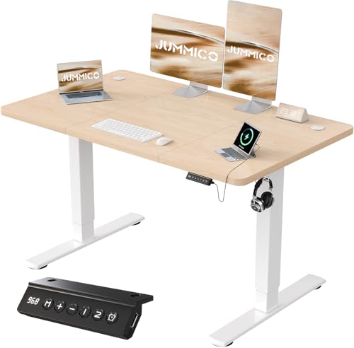 JUMMICO Höhenverstellbarer Schreibtisch mit USB-Ladeanschluss 120 x 60 cm, Schreibtisch Höhenverstellbar Elektrisch, Steh-Sitz Tisch Stehpult Verstellbarer Computertisch,Standing Desk,Beige JUMMICO Höhenverstellbarer Schreibtisch mit USB-Ladeanschluss 120 x 60 cm, Schreibtisch Höhenverstellbar Elektrisch, Steh-Sitz Tisch Stehpult Verstellbarer Computertisch,Standing Desk,Beige