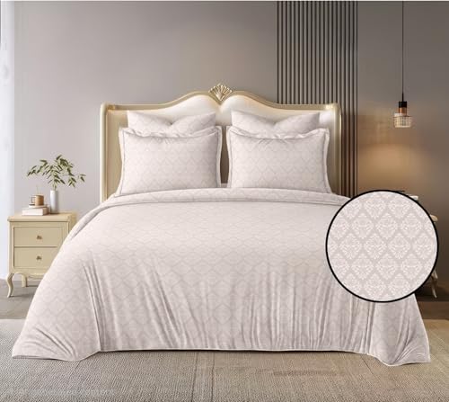 Image of Blue Strip 200 TC Microfiber XXL Soft Microfibre Super King Size Bedsheet for Double Bed, King Size, 9 Feet, 275 X 275 cm with 2 Large Size Pillow Covers