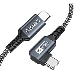 Cargador Usb Doble Para Auto 100W Cable USB C a USB C 1M 90-Grados Cable Carga Rápida 20V/5A PD con E-Mark Chip para iPad Air/iPad Pro, MacBook Air/Pro, Samsung Galaxy, Google Pixel, Huawei, Tabletas etc
