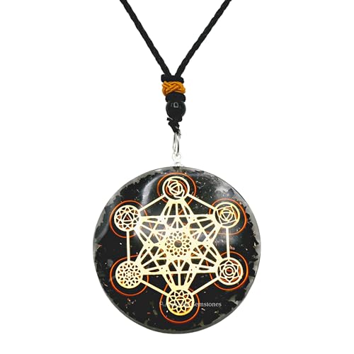 Amazing Gemstone Orgone Pendant with Shungite Crystal and Chakra Metatron Cube - Natural Healing Pendant Necklace for Women Men
