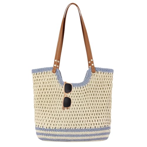 Image of Crochet Beach Bag Summer Woven Tote Bag Crochet Purse for Women handbags Boho Shoulder Bags for Travel Vacation