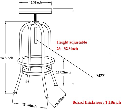 Butaco Industrial Ajustable de Altura, Giratorio 360° con Reposapiés, Asiento de Cuero Sintético y Base de Metal en Color Cobre, para Cocina, Comedor, Pub y Bistró, Juego de 2 miniatura 2