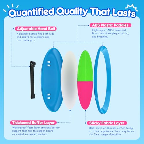 Image of EVERICH Upgraded Toss and Catch Ball Game Set - Indoor and Outdoor Games for Kids 3-12, Beach Sand Pool Water Toy Includes 2 Paddles 2 Sticky Balls, Great Birthday Easter Gifts for Boys Girls