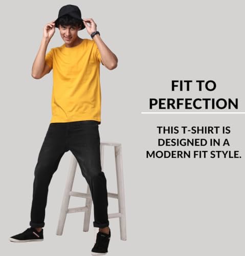 Image of ADRO Men's Cotton Regular Fit Combo Plain Solid T-Shirt Pack of 2