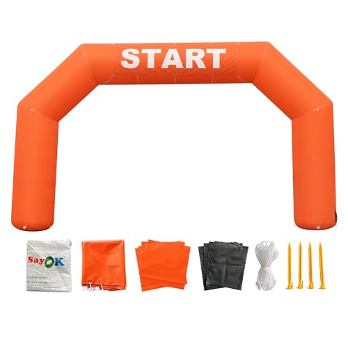 Sayok Arc gonflable en plein air arc gonflable ligne de départ gonflable course arc bannière avec souffleur d'air pour événement publicitaire (orange)