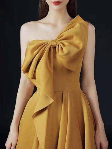 ZSWWYibo One Shoulder Prom Dresses Bow A-line Long Sweetheart Satin Evening Party Dresses Formal2