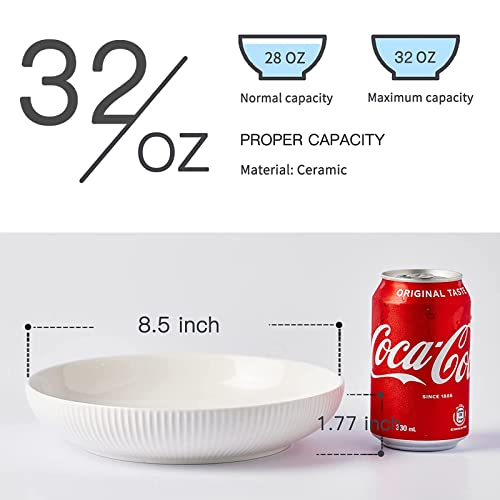 Getstar Pasta Bowls, Large Salad Serving Bowls (8.5 Inch 32 Oz), Pasta Bowls Set Of 6, Microwave Dishwasher Safe Shallow Bowl (White) #TOP3