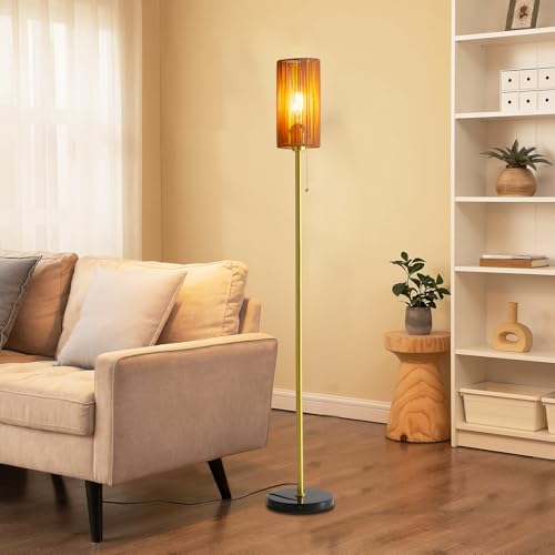 Shingjiao 6202404 Rattan Floor Lamp Boho Floor Lamps For Living Room, Gold Floor Lamps Wicker Floor Lamp thumb #4