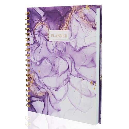Carnet ligné à spirales violet grand format 26x22 cm avec pages épaisses 100g