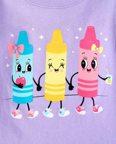Image of The Children's Place Baby-Girls and Toddler School,Learning Short Sleeve Graphic T-Shirts,3 Pack