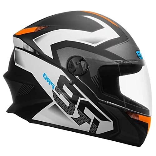 Capacete R8 Pro Brilhante Tam. 58 Preto/Laranja