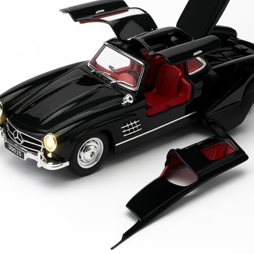 Image of Mercedes Benz 300 SL Vintage Car 1:32 Scale Model Car Exclusive Alloy Metal car Pull Back Die-cast Metal Toy Openable Doors & Light Music Best Gifts Toys【Colors as Per Stock】
