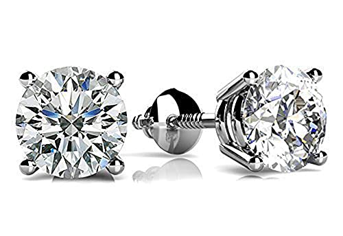 6mm VG Moissanite 2.0 cttw 14k White Gold Threaded Screw Back Round 4 Prong Stud Earrings (1.00 cttw 6mm VG Moissanite 2.0 cttw 14k White Gold Threaded Screw Back Round 4 Prong Stud Earrings (1.00 cttw
