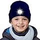 SPGOOD Wiederaufladbare mütze mit LED licht für Kinder, für Jungen und Mädchen, abnehmbare und waschbare warme beleuchtete mütze mit Lampe für den Winter im Freien(Marine)