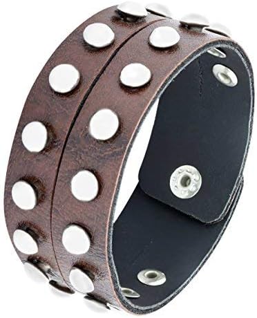 Aleafa Armlet Home Presents The Jewelbox Funky Biker Brown Faux Leather Wrist Band Free Size Strap Bracelet for Men #Aport-2277