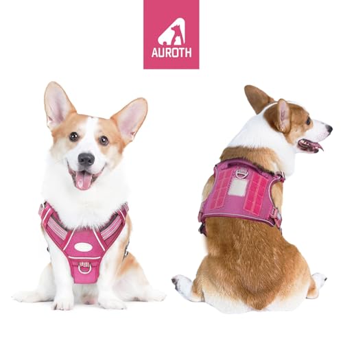 Image of Auroth Tactical Dog Harness for Large Dogs No Pull Adjustable Pet Harness Reflective K9 Working Training Easy Control Pet Vest Military Service Dog Harnesses Rose Red M