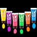 UV Face and Body Paint 10ml - 6 Pack - Neon Glow in the Dark Body Paint for Adults - Non Toxic, Vivid UV Reactive Makeup for Blacklight Parties & Events, Moisturizing Formula, by Splashes & Spills