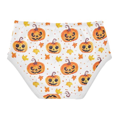 Joisal Watercolor Pumpkins Leaves Halloween Toddler Girls Underwear 2t Cotton Panties for Girl Pattern Briefs Kids Undies2
