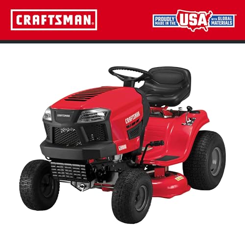 Image of CRAFTSMAN 36 inch Gas Riding Lawn Mower with 11.5 HP* Briggs and Stratton Single-Cylinder Engine, Gas Lawn Tractor with 7-Speed Transmission, Red /Black (13AC77XYA93)