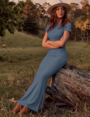 Image of LOMON Women Fishtail Hem Ribbed Maxi Dresses Summer Casual Stylish Y2k Sexy Fitted Lady Elegant Cotton Soft Lounge Dress
