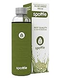 TRINKFLASCHE IM SPORTLICH / ELEGANTEM DESIGN - Optimales Verhältnis aus Tragbarkeit und Volumen, durch ihr schmales Design findet die Glasflasche gut in Handtasche oder in Getränkehaltern Platz. An der Schlaufe des Deckels kann die Flasche komfortabel mit sich getragen werden.