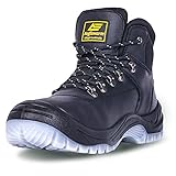AEGISWARM Work Boots for Men Steel Toe Waterproof Oil Full Grain Cowhide Leather Non Slip Industrial and Construction Safety Footwear Mens Work Boots Black