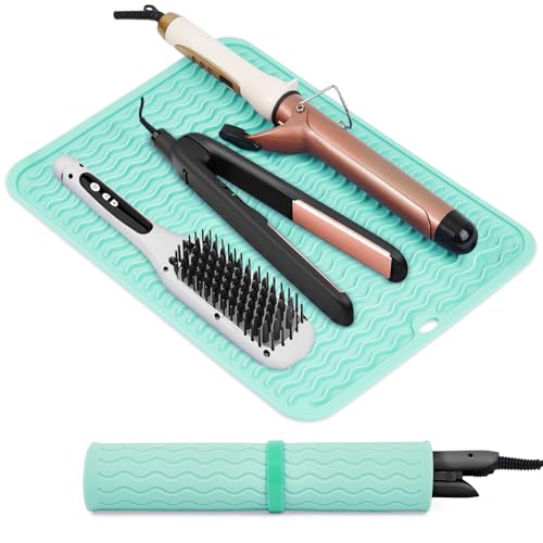 Suafrnut Oversize Silicone Heat Resistant Mat, Portable Travel Mat Cover for Curling Irons, Flat Irons, Hair Straightener and Hot Hair Styling Tools(14.2" x 11")