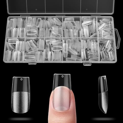 600 Pcs Kit Faux Ongles Carrés, Capsule Ongle Carrés à Coller en Acrylique Semi-mat Couvrant Entièrement Transparents pour Extensions de Gel, Maison et...