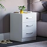 Marca:Home Discount. Marca Amazon - Movian, Cómoda de 3 cajones con Tiradores y guías de Metal, Soporte único antiarqueo, Muebles de Dormitorio, Blanco