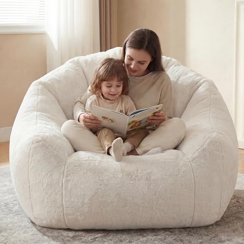 Image of HUGHEAVEN Max Giant Bean Bag Chair, Oversized Bean Bag Sofa for Adults & Teens, Ultra-Soft Comfy Fluffy Floor Lounge Chair with Armrests, Large Bean Bag Couch for Gaming, Reading & Relaxing