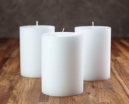 Set of 3 White Pillar Candles 7,5 x 10 cm Unscented for Weddings, Home Decoration, Relaxation, Church, Spa, Smokeless Cotton Wick by Melt Candle Company