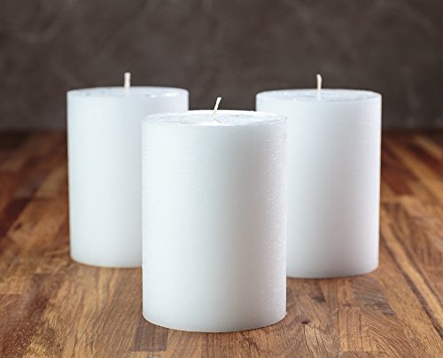 Melt Candle Co White Pillar Candles 3" X 4" Set Of 3 Unscented For Weddings, Home Decoration, Relaxation, Church, Spa, Smokeless Cotton Wick #TOP4