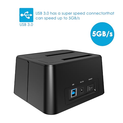 WAVLINK USB 3.0 Dual Bay SATA External Hard Drive Docking Station for 2.5 Inch and 3.5 Inch HDD/SSD Support Offline Clone/Backup Functions - Black, Dual Bag - Image 2