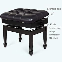 TEmkin Tabouret de Piano Banc de Piano avec Pied en Bois Massif Tabouret de Piano réglable Banc rembourré Chaise de Rangement en Cuir PU Design antidérapant - Les Beatles, Paul McCartney, John Lennon, RIngo Starr, George Harrison TEmkin Tabouret de Piano Banc de Piano avec Pied en Bois Massif Tabouret de Piano réglable Banc rembourré Chaise de Rangement en Cuir PU Design antidérapant – Image 5