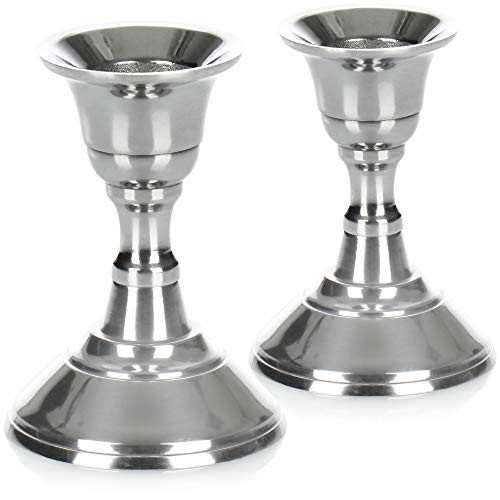 com-four® 2X candelabros en un diseño Elegante para una Mesa Festiva - candelabro clásico para Bodas, Aniversarios - candelabro de Metal para Mesa navideña - portalámparas (8,5 cm - Redondo)